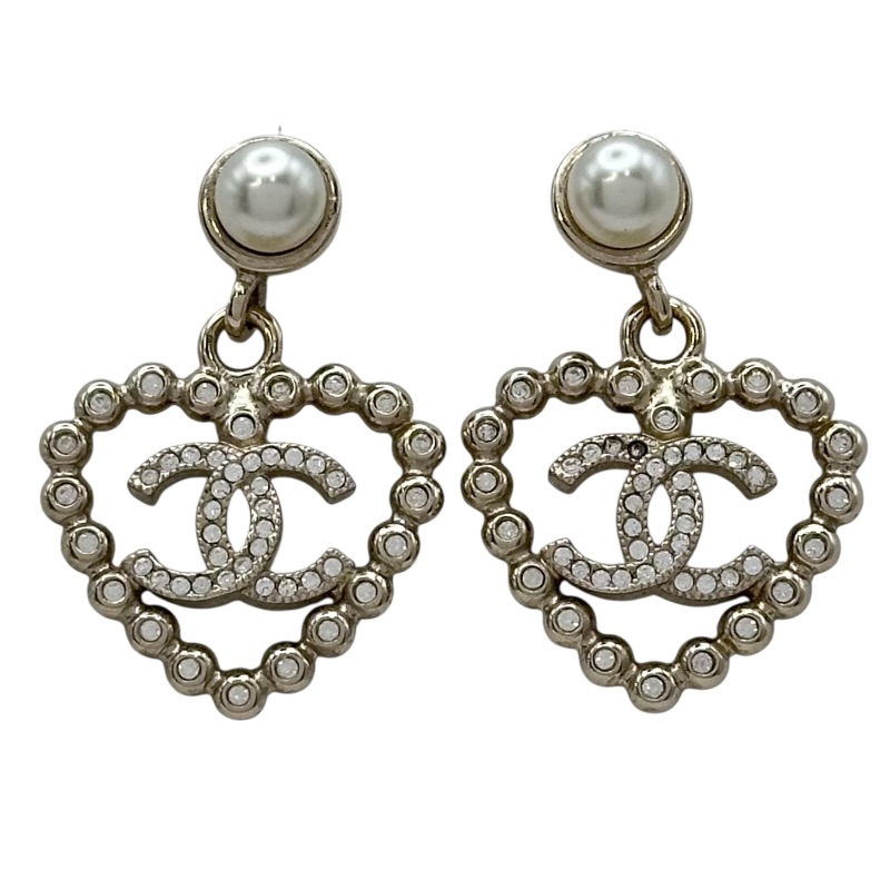 シャネル CHANEL ココマークハートピアス ゴールド ラインストーン/メタル アクセサリー【中古】|OKURA(おお蔵)店