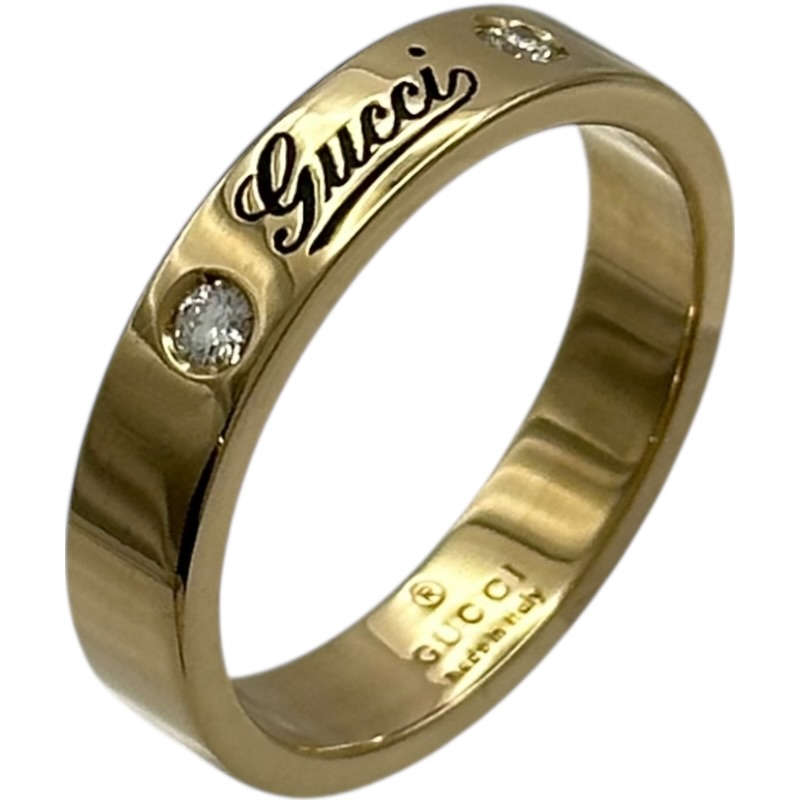 グッチ GUCCI アイコンプリントリング ゴールド 750/ダイヤモンド ジュエリー【中古】