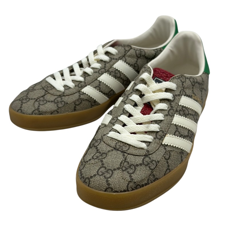 グッチ GUCCI ガゼル GGスプリームスニーカー ベージュ キャンバス メンズ スニーカー【中古】