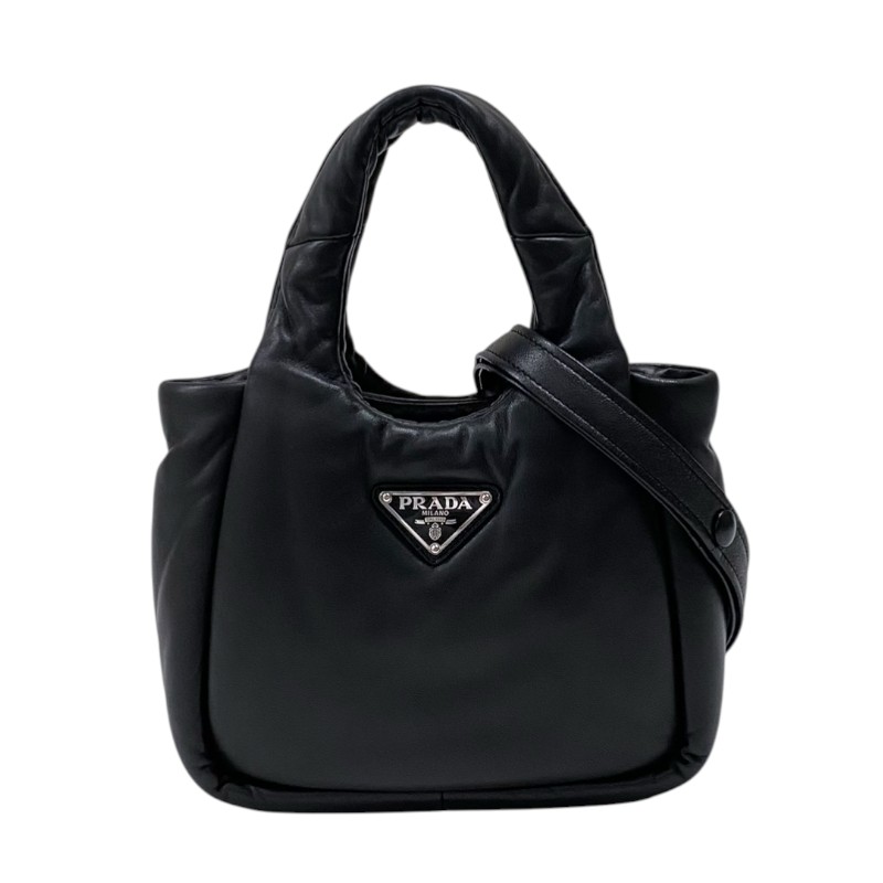 プラダ PRADA ソフトパテッド ミニハンドバッグ 1BA359 ブラック パテッドレザー レディース ハンドバッグ ショルダーバッグ【中古】