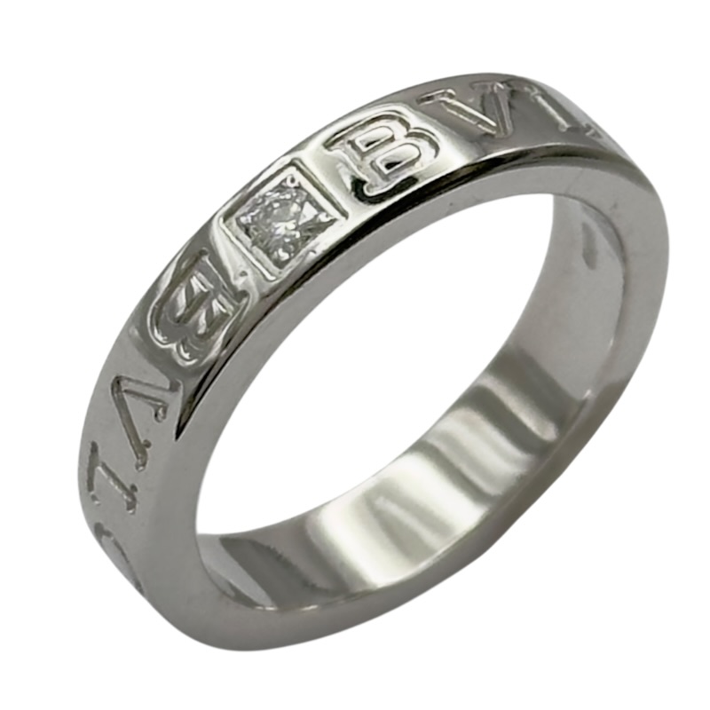 ブルガリ BVLGARI ダブルロゴリング ホワイトゴールド Au750 ジュエリー【中古】