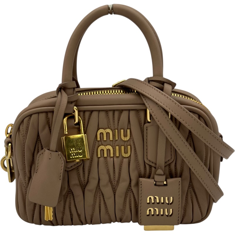 ミュウミュウ miu miu マルカディマテラッセバッグスモール 5BB123 べージュ ゴールド金具 ナッパレザー レディース ショルダーバッグ【中古】|OKURA(おお蔵)店