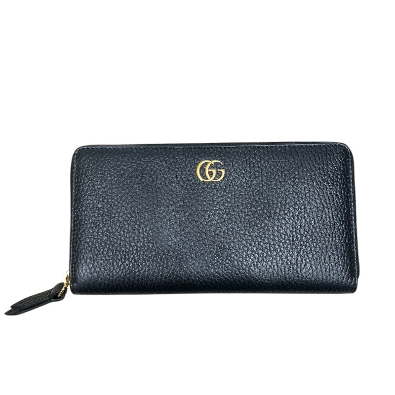 グッチ GUCCI ダブルG ジップアラウンドウォレット 456117 黒いこと なめし革 ユニ一発やる 長紙入れ【中古】