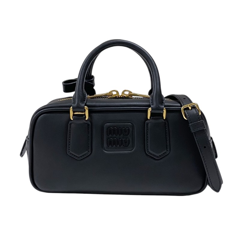 ミュウミュウ miu miu アルカディ レザーバッグ 5BB142 ブラック ゴールド金具 レディース ハンドバッグ ショルダーバッグ【中古】
