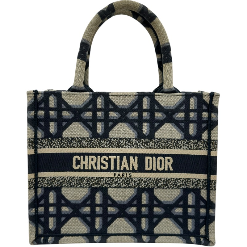 クリスチャン・ディオール Christian Dior ブックトート スモール MM1265ZZAU ネイビー/アイボリー コットン レディース トートバッグ【中古】