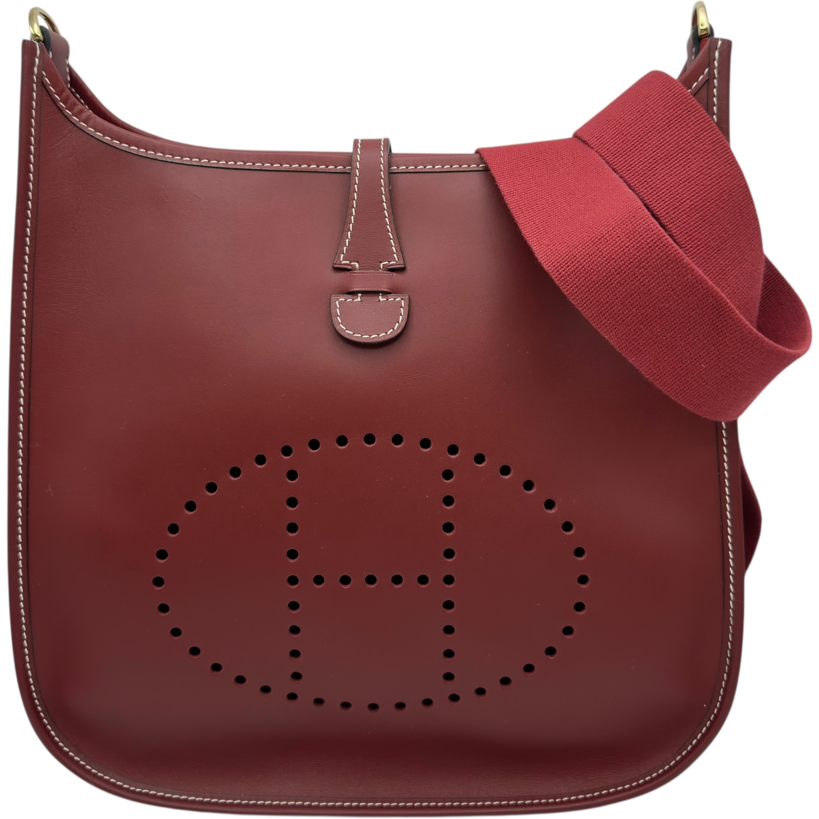 エルメス HERMES エヴリンPM □D刻 ルージュアッシュ ゴールド金具 シャモニー レディース ショルダーバッグ【中古】