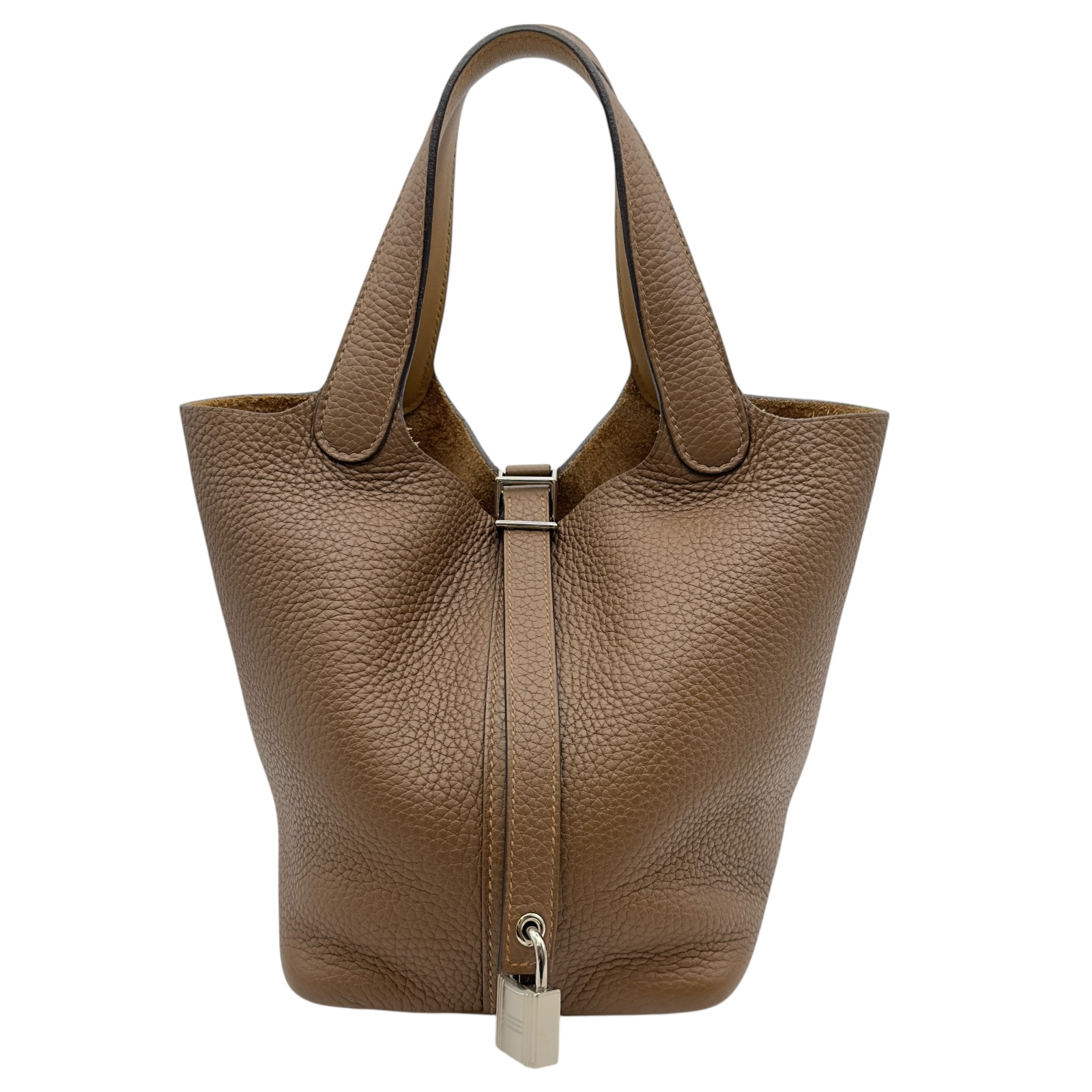 エルメス HERMES ピコタンロックPM エクラ Z刻 アルザン/ビスキュイ/シルバー金具 トリヨン レディース ハンドバッグ【中古】|OKURA(おお蔵)店