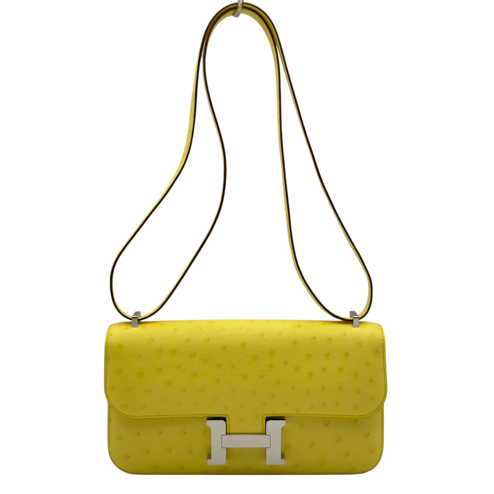 エルメス HERMES コンスタンス エラン W刻 リモンチェッロ/シルバー金具 オーストリッチ レディース ショルダーバッグ【中古】