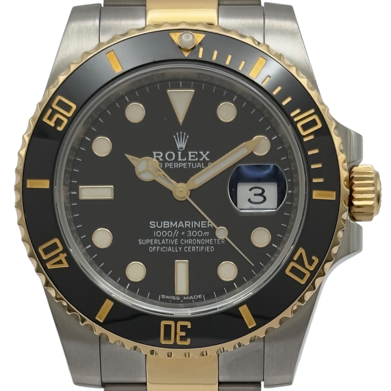 ロレックス ROLEX サブマリーナ 116613LN ブラック ゴールド/ステンレススチール メンズ 腕時計【中古】