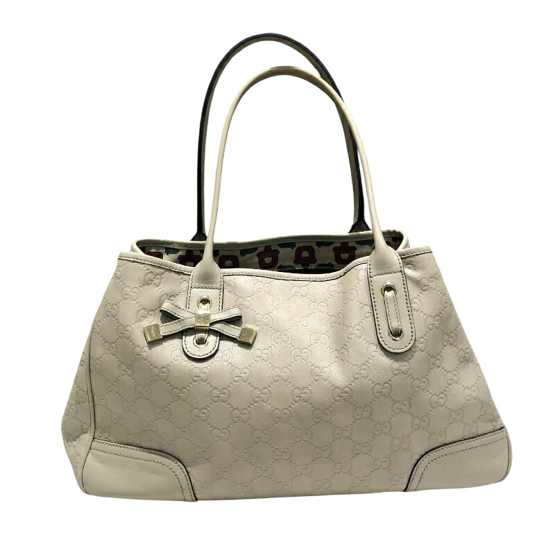 グッチ GUCCI プリンシートートバッグ 163805 ライトグレーゴールド金具 グッチシマレザー レディース ハンドバッグ【中古】