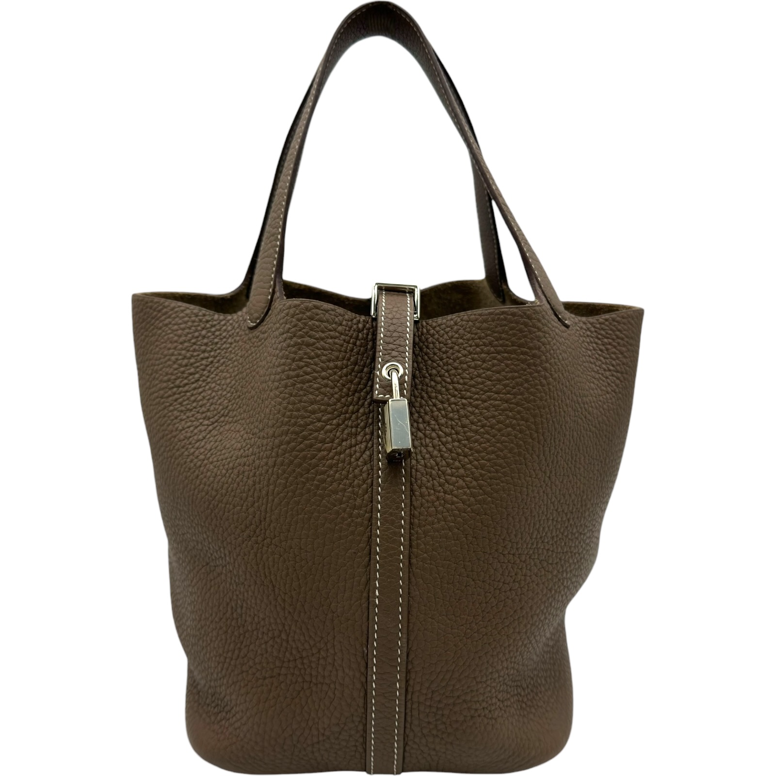エルメス HERMES ピコタンロックMM Y刻 エトゥープ シルバー金具 トリヨン レディース ハンドバッグ【中古】