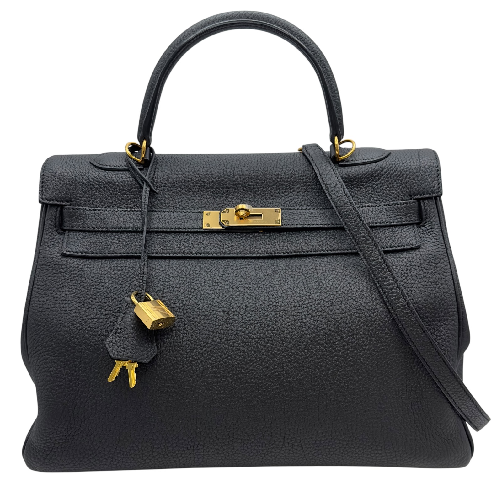 エルメス HERMES ケリー35 内縫い X刻 ブラック ゴールド金具 トゴ レディース ショルダーバッグ【中古】