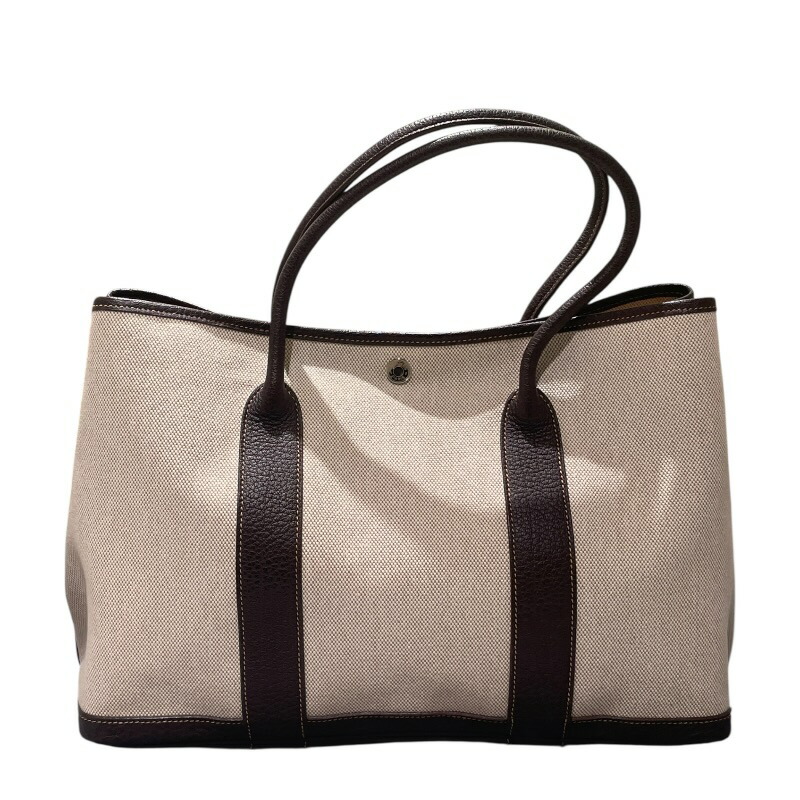 エルメス HERMES ガーデンパーティPM □K刻印 ナチュラル、ブラウン トワル/ブッフル レディース ハンドバッグ【中古】