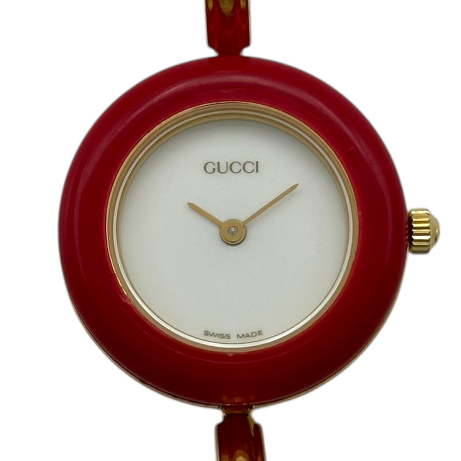 グッチ GUCCI チェンジベゼル 11/12.2 ホワイト メッキ クオーツ レディース 腕時計【中古】