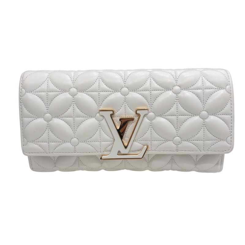 ルイ・ヴィトン LOUIS VUITTON ポルトフォイユ・カプシーヌ M63801 ホワイト モノグラム・フラワー レディース 長財布【中古】