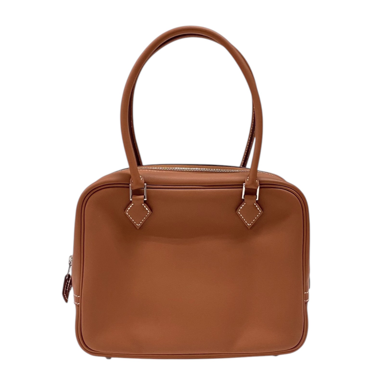 エルメス HERMES プリュム20 K刻 ゴールド シルバー金具 スイフト レディース ハンドバッグ【中古】｜OKURA（おお蔵）店
