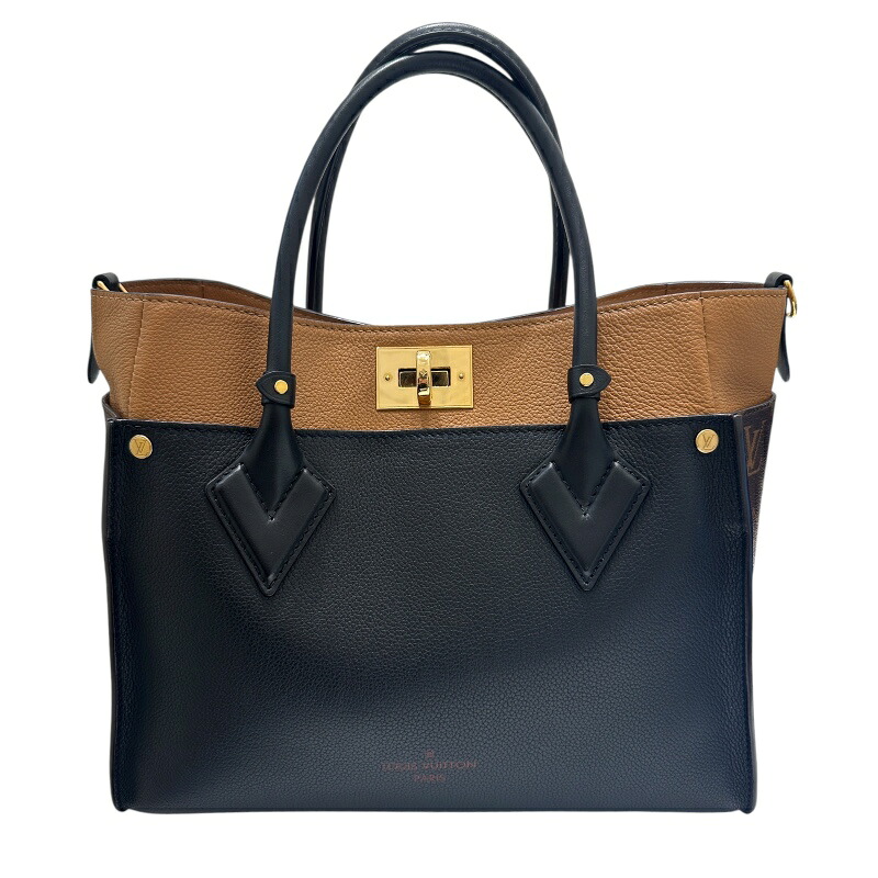 ルイ・ヴィトン LOUIS VUITTON オンマイサイドMM M53823 ブラウン　ブラック カーフレザー　PVC レディース ハンドバッグ【中古】 159,000円