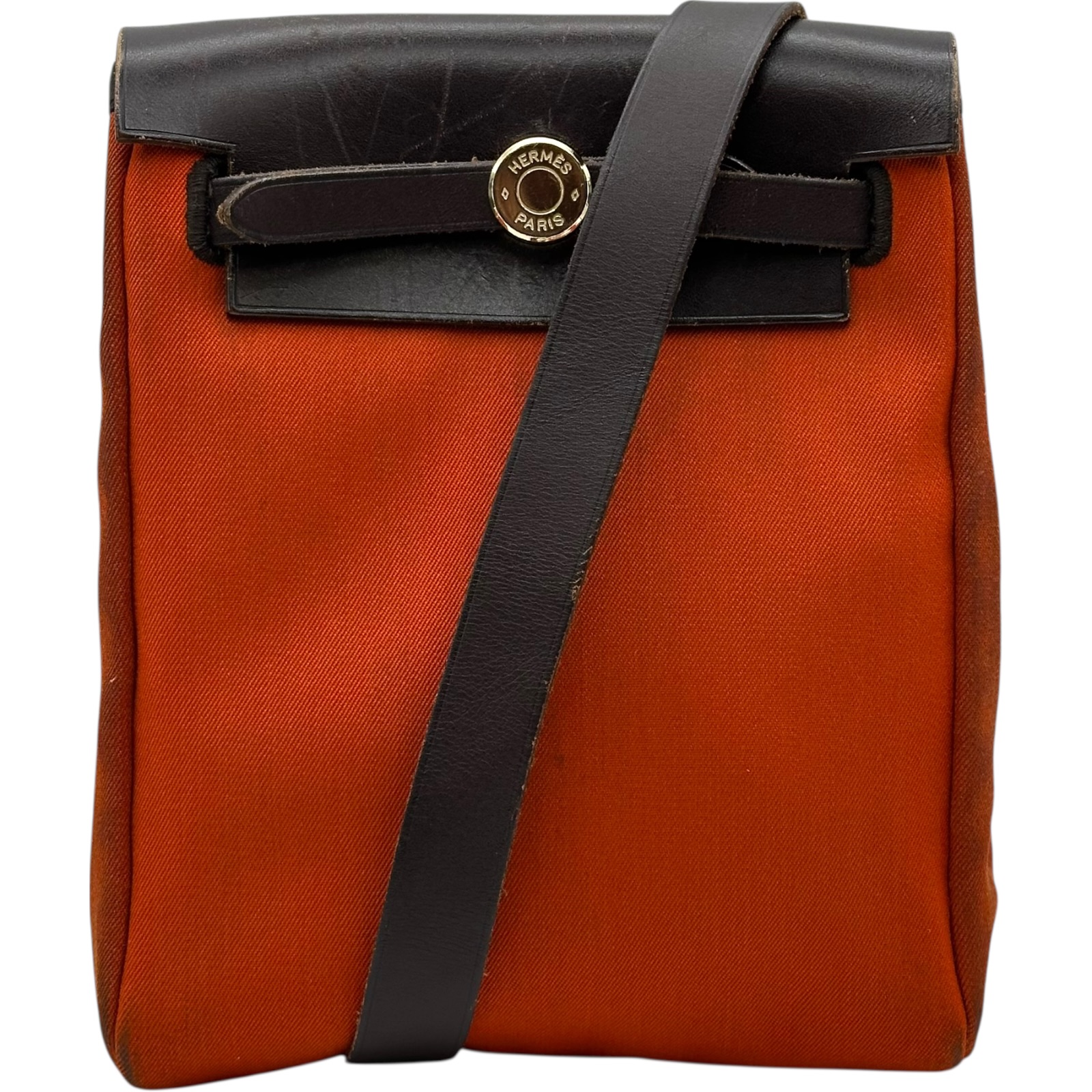 エルメス HERMES エールバッグTPM □H刻 オレンジ/レッド/ブラウン ゴールド金具 トワル/レザー  ユニセックス ショルダーバッグ【中古】