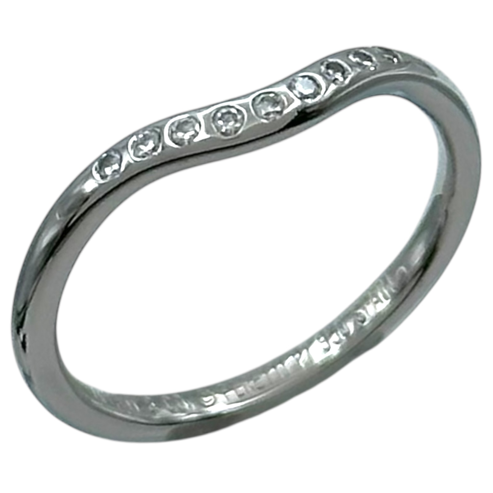ティファニー TIFFANY＆CO カーブドバンドリング プラチナ Pt950/ダイヤモンド ジュエリー【中古】
