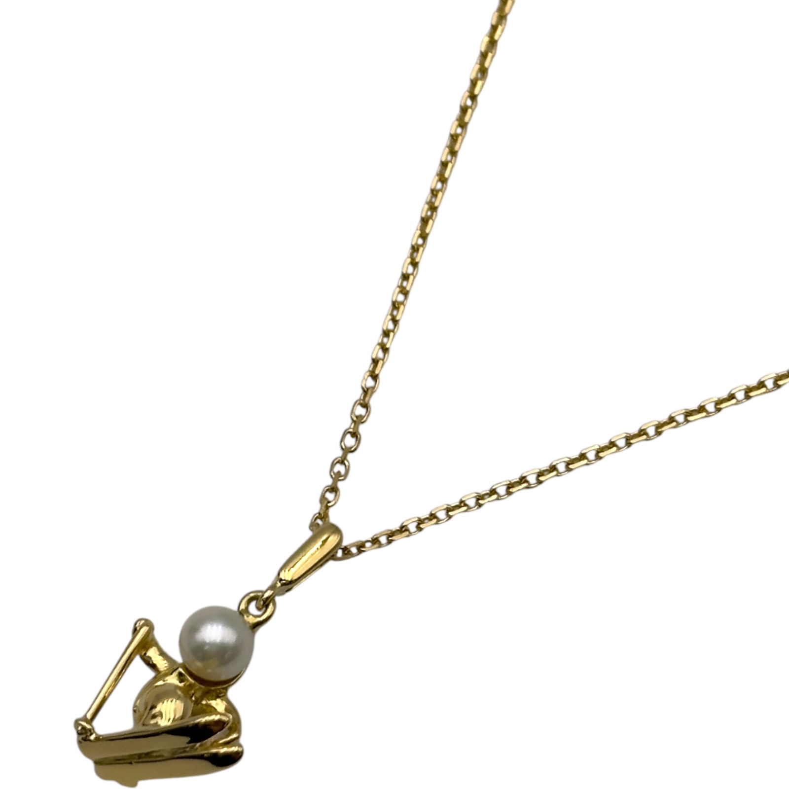 ミキモト MIKIMOTO スキーネックレス ゴールド K18 パール ジュエリー【中古】｜OKURA（おお蔵）店
