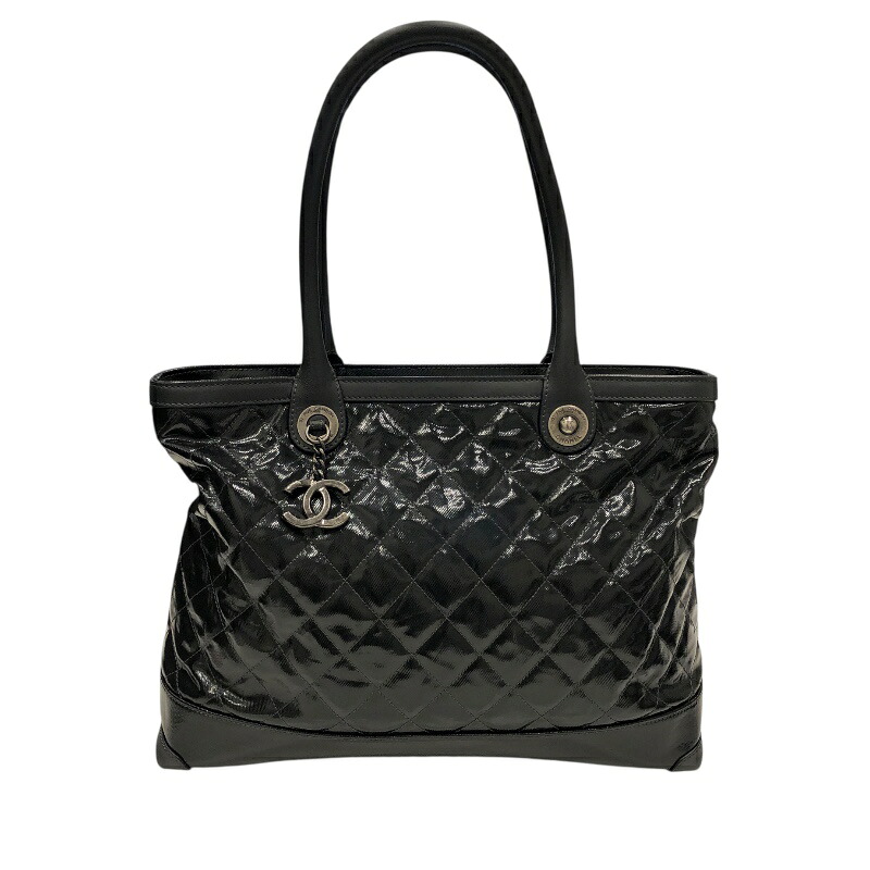 シャネル CHANEL マトラッセトートバッグ ブラックシルバー金具 コーティングキャンバス レディース トートバッグ【中古】