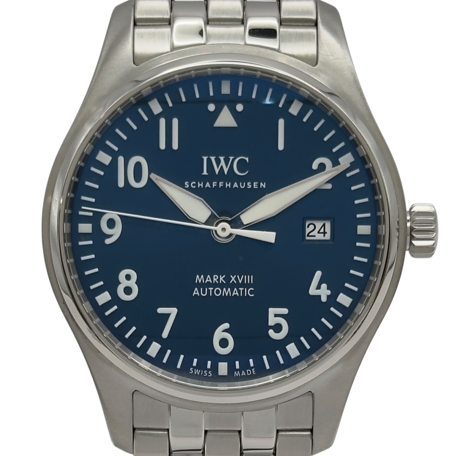 インターナショナルウォッチカンパニー IWC パイロットウォッチ マーク18 IW327016 ブルー ステンレススチール メンズ 腕時計【中古】