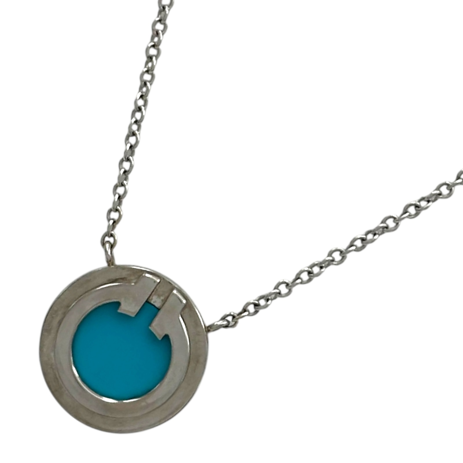 ティファニー TIFFANY＆CO TTWOサークルネックレス ホワイトゴールド Au750/ターコイズ ジュエリー【中古】｜OKURA（おお蔵）店 182,000円
