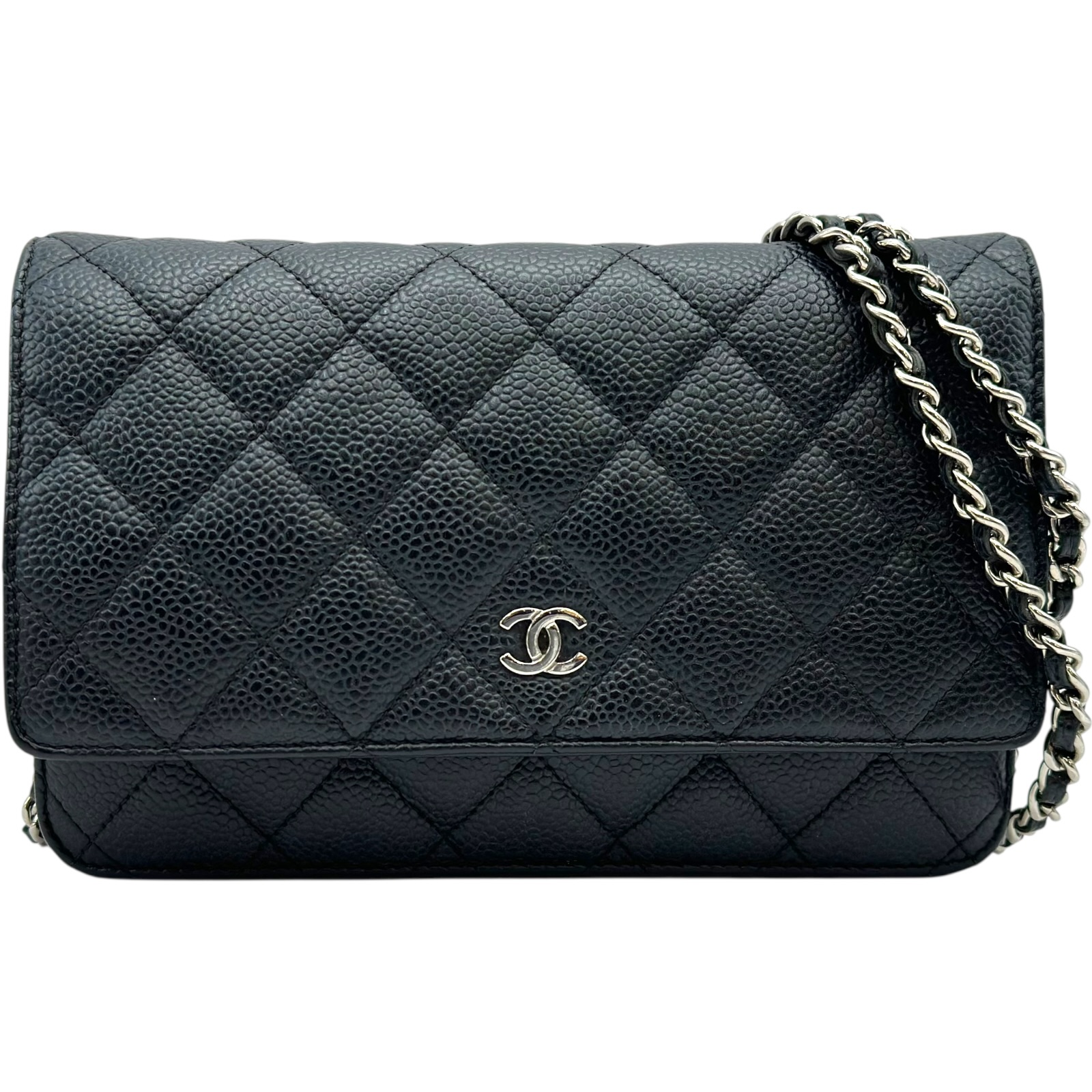 シャネル CHANEL マトラッセチェーンウォレット A33814 25番台 ブラック シルバー金具 キャビアスキン レディース ショルダーバッグ【中古】
