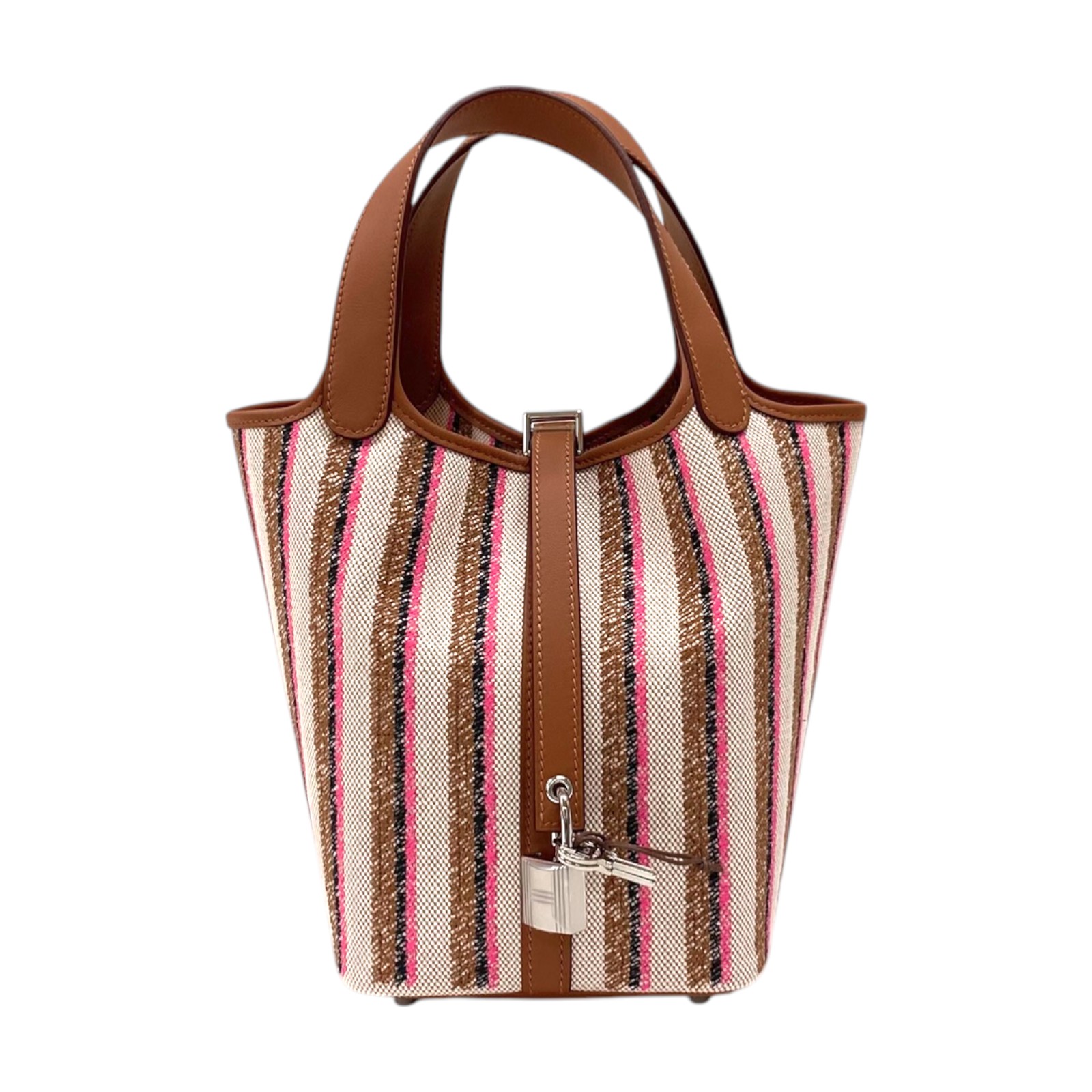 エルメス HERMES ピコタンロックPM クーベルチュール W刻 ゴールド×エクリュ×フォーブ シルバー金具 トワル スイフト レディース ハンドバッグ【中古】