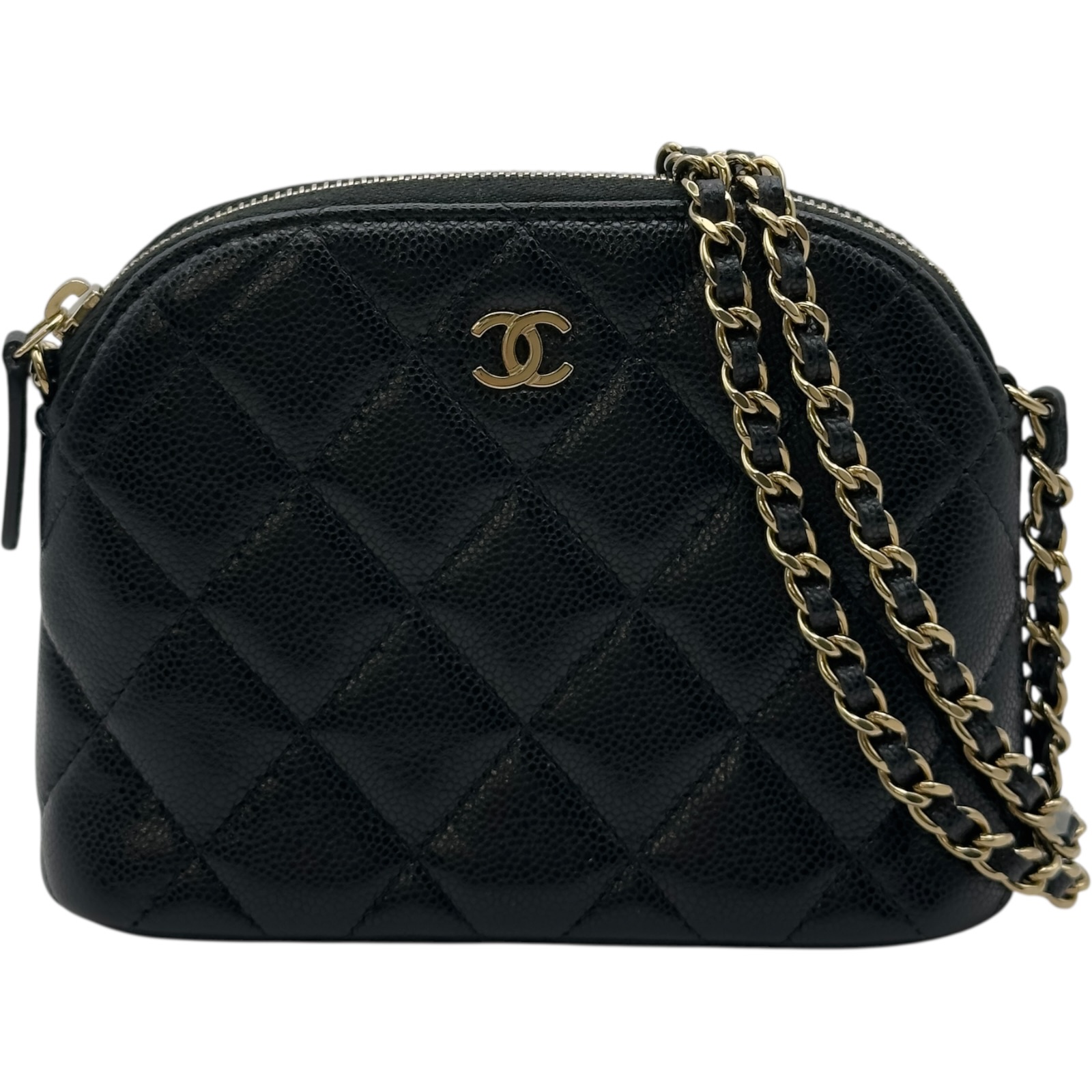 シャネル CHANEL マトラッセ ミニチェーンポーチ AP4000 ブラック ゴールド金具 キャビア レディース ショルダーバッグ【中古】