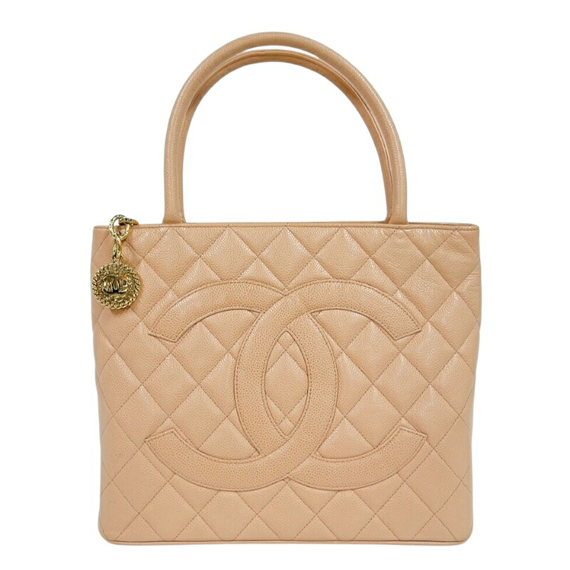 【6/1～ 最大限度30,000円OFF引き換え証！】シャネル CHANEL 刷り直すトート A01804 コーラル ゴールド金具 キャビア素はだ レディース ハンドバック【中古】