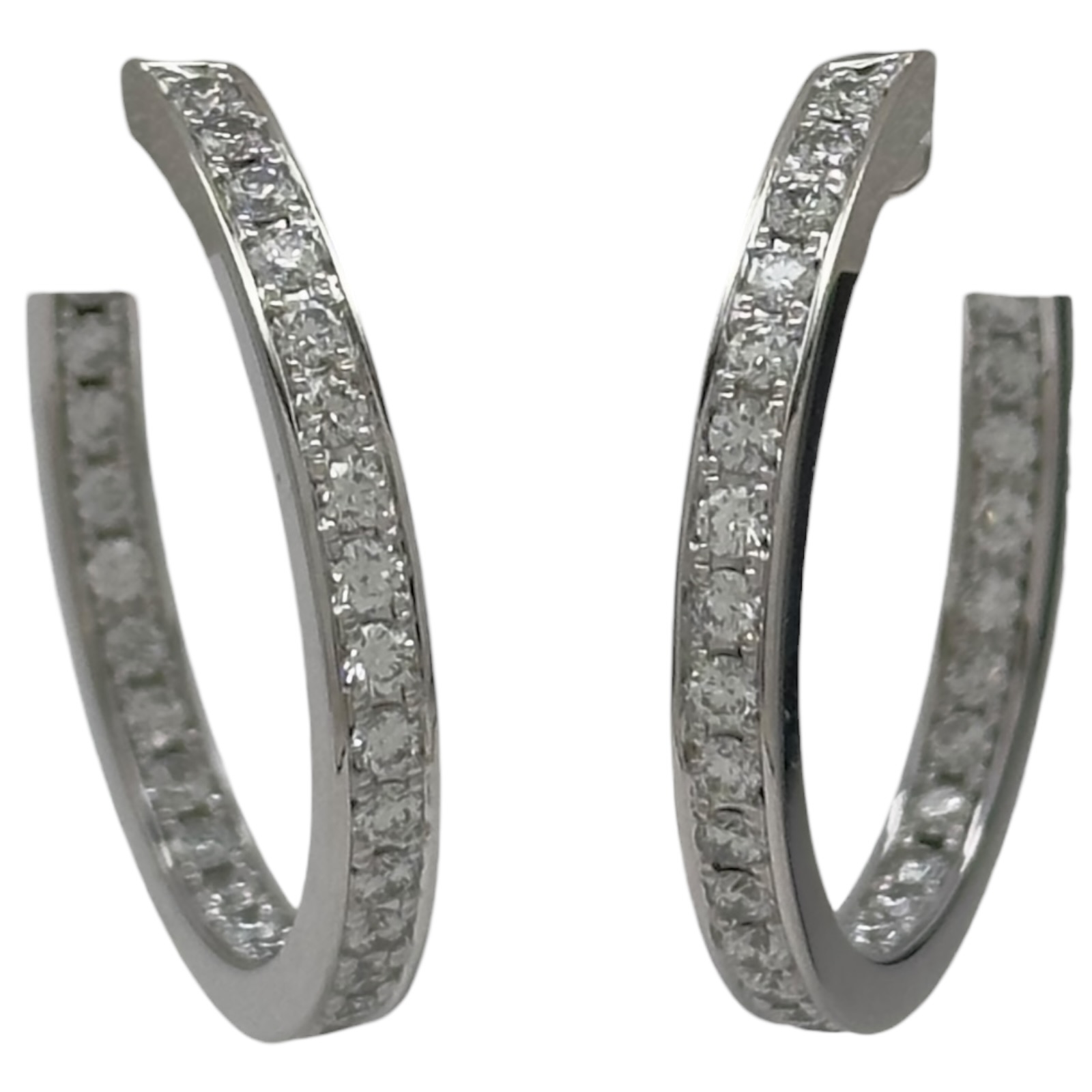 カルティエ Cartier フープ ダイヤピアス ホワイトゴールド 750/ダイヤモンド ジュエリー【中古】