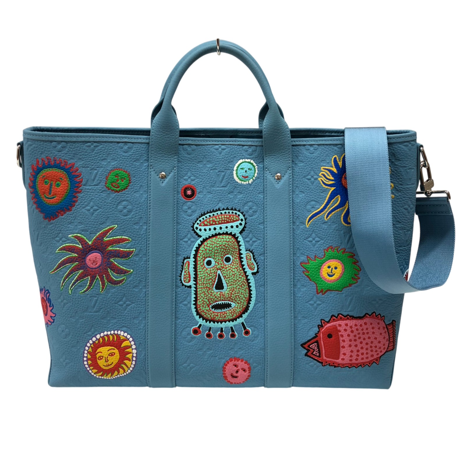 ルイ・ヴィトン LOUIS VUITTON ウィークエンド・トート 草間彌生 M21717 ブルー トリヨンレザー ユニセックス トートバッグ【中古】