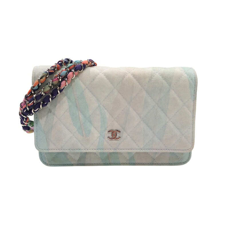 シャネル CHANEL マトラッセチェーンウォレット AP0250 マルチカラーシルバー金具 デニム レディース ショルダーバッグ【中古】｜OKURA（おお蔵）店
