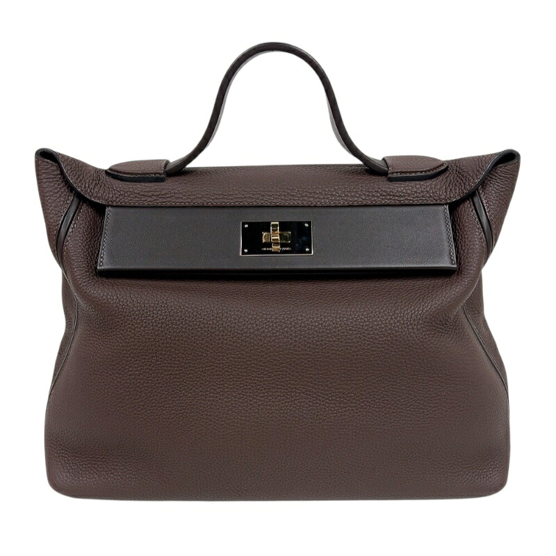 エルメス HERMES ヴァンキャトル35 Y目じるし (2020年製) 黒茶 しろがね色/ゴールド金具 トゴ・スイフト ユニ一発やる ハンドバック【中古】
