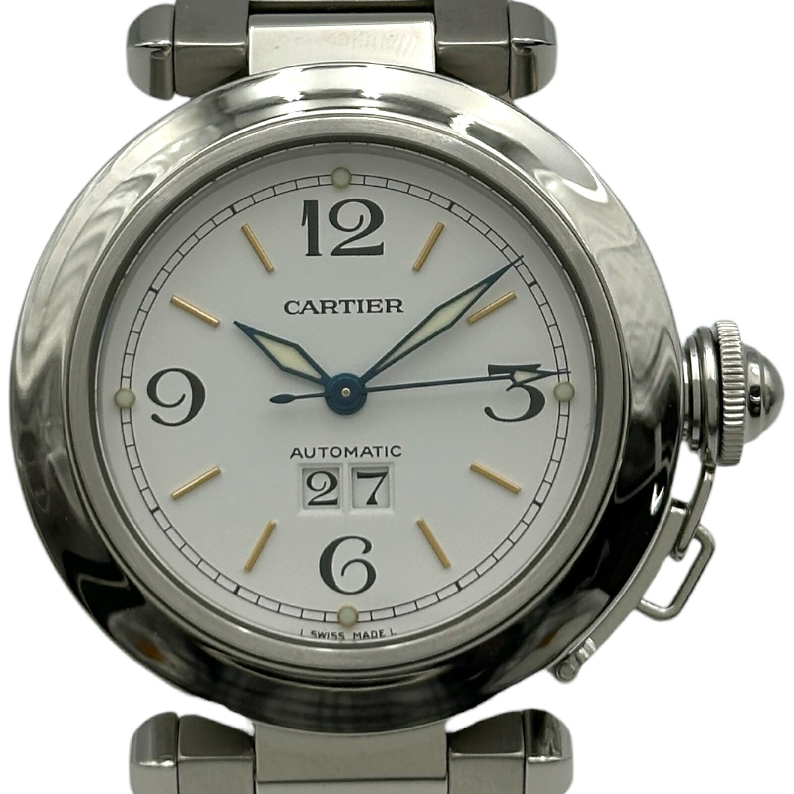 カルティエ Cartier パシャC ビッグデイト W31044M7 ホワイト ステンレススチール 自動巻き ユニセックス 腕時計【中古】｜OKURA（おお蔵）店