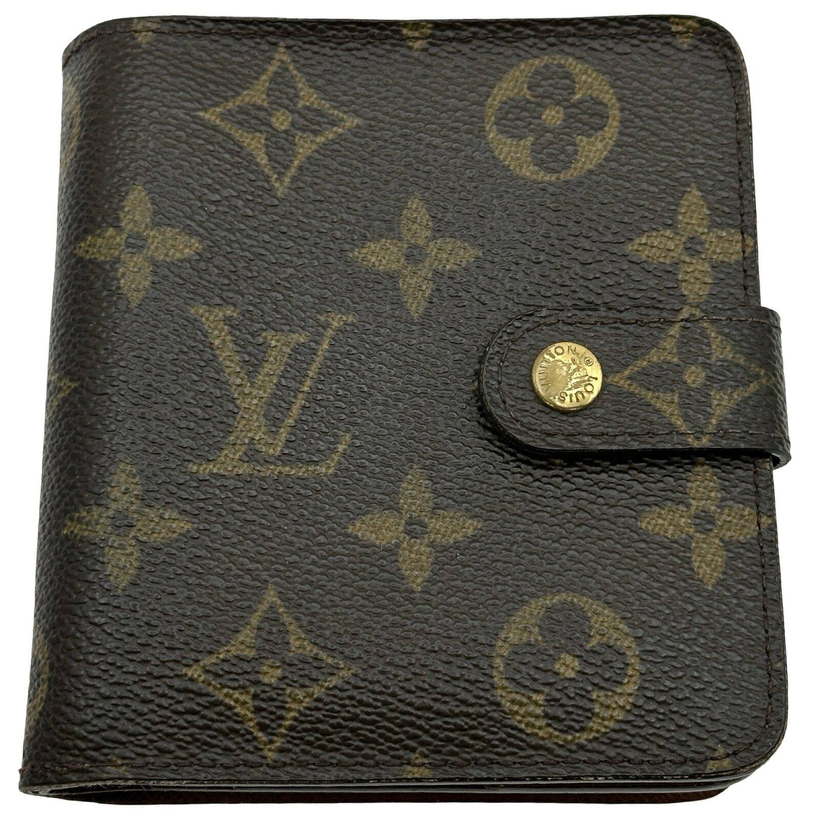 ルイ・ヴィトン LOUIS VUITTON コンパクト・ジップ M61667 赤銅色 モノグラム レディース 二つ折り紙入れ【中古】