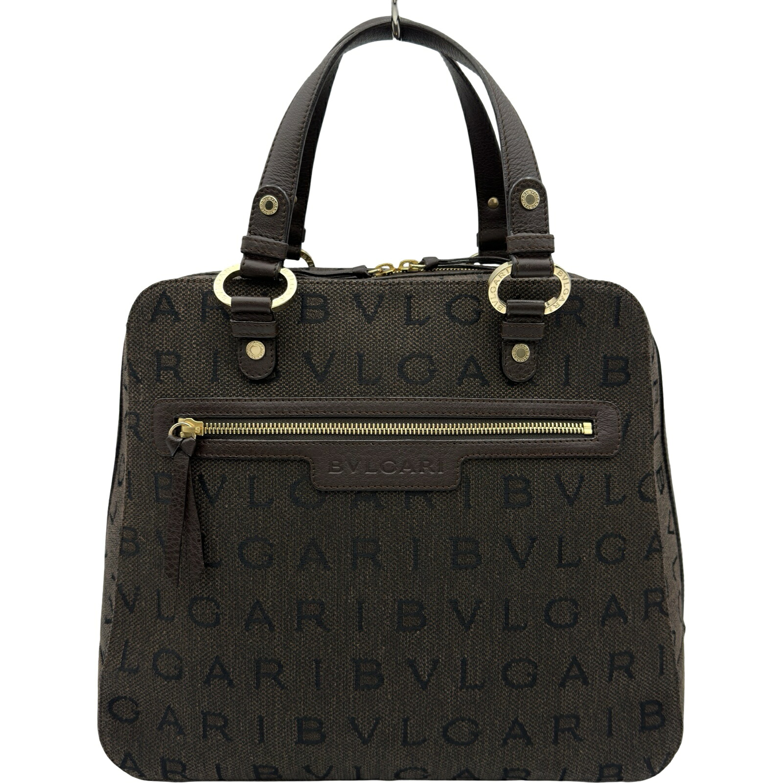 ブルガリ BVLGARI ロゴマニア ハンドバッグ ブラウン ロゴマニアキャンバス メンズ ハンドバッグ【中古】