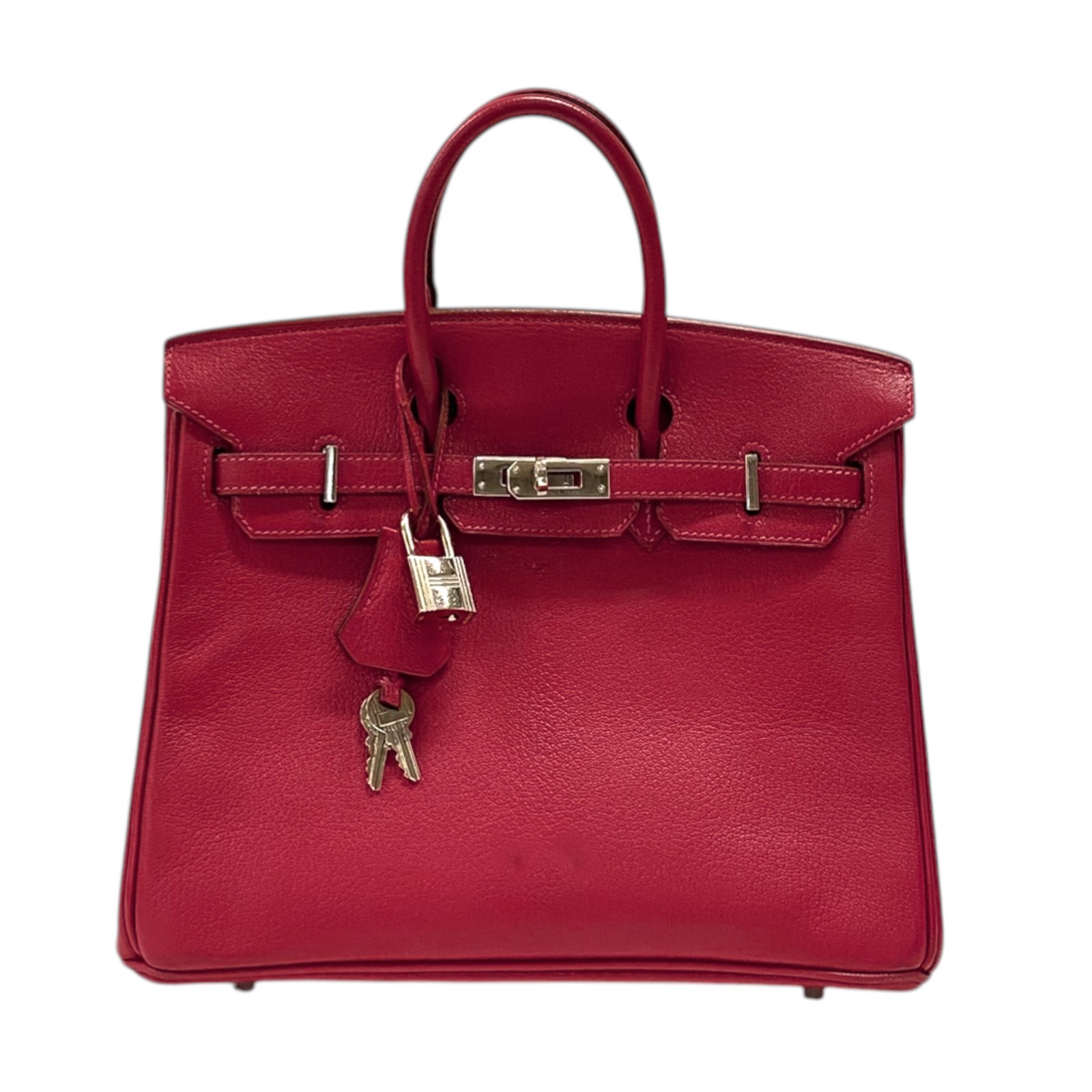 エルメス HERMES バーキン25 □J刻 ルージュカザック シルバー金具 シェーブル レディース ハンドバッグ【中古】