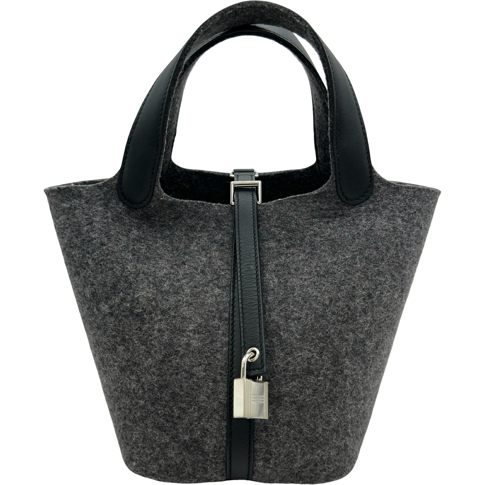 エルメス HERMES ピコタンロックPM Y刻 グレー/シルバー金具 フェルト レディース ハンドバッグ【中古】 221,000円