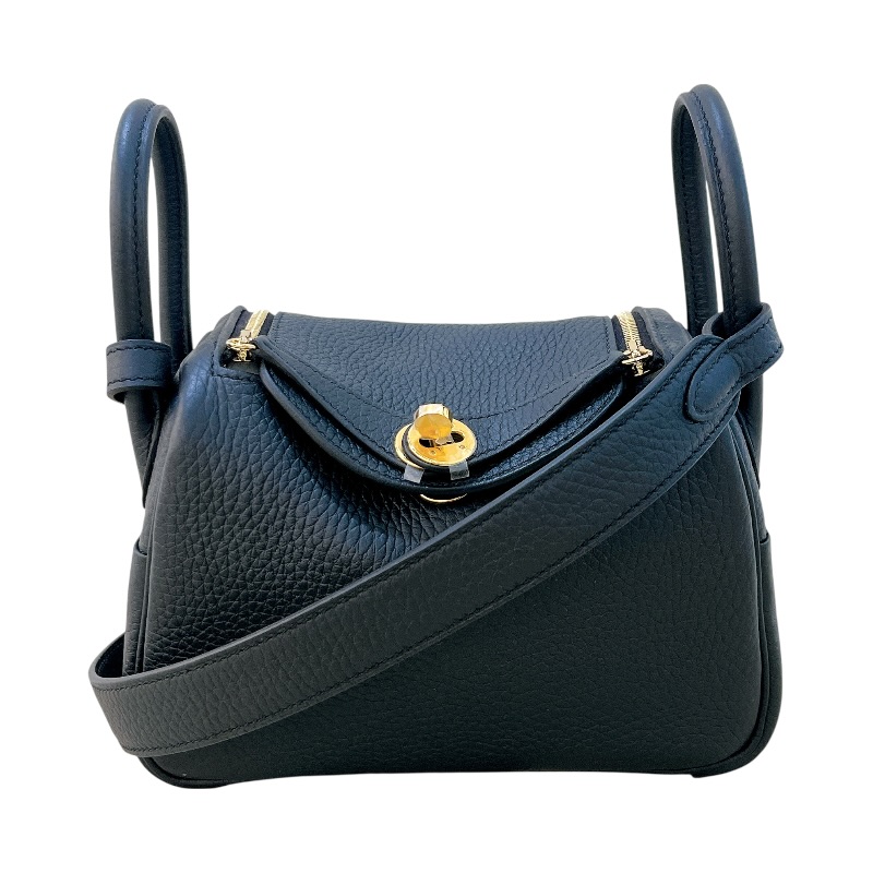 エルメス HERMES リンディミニ ブラック・ゴールド金具 トリヨン レディース ショルダーバッグ【中古】