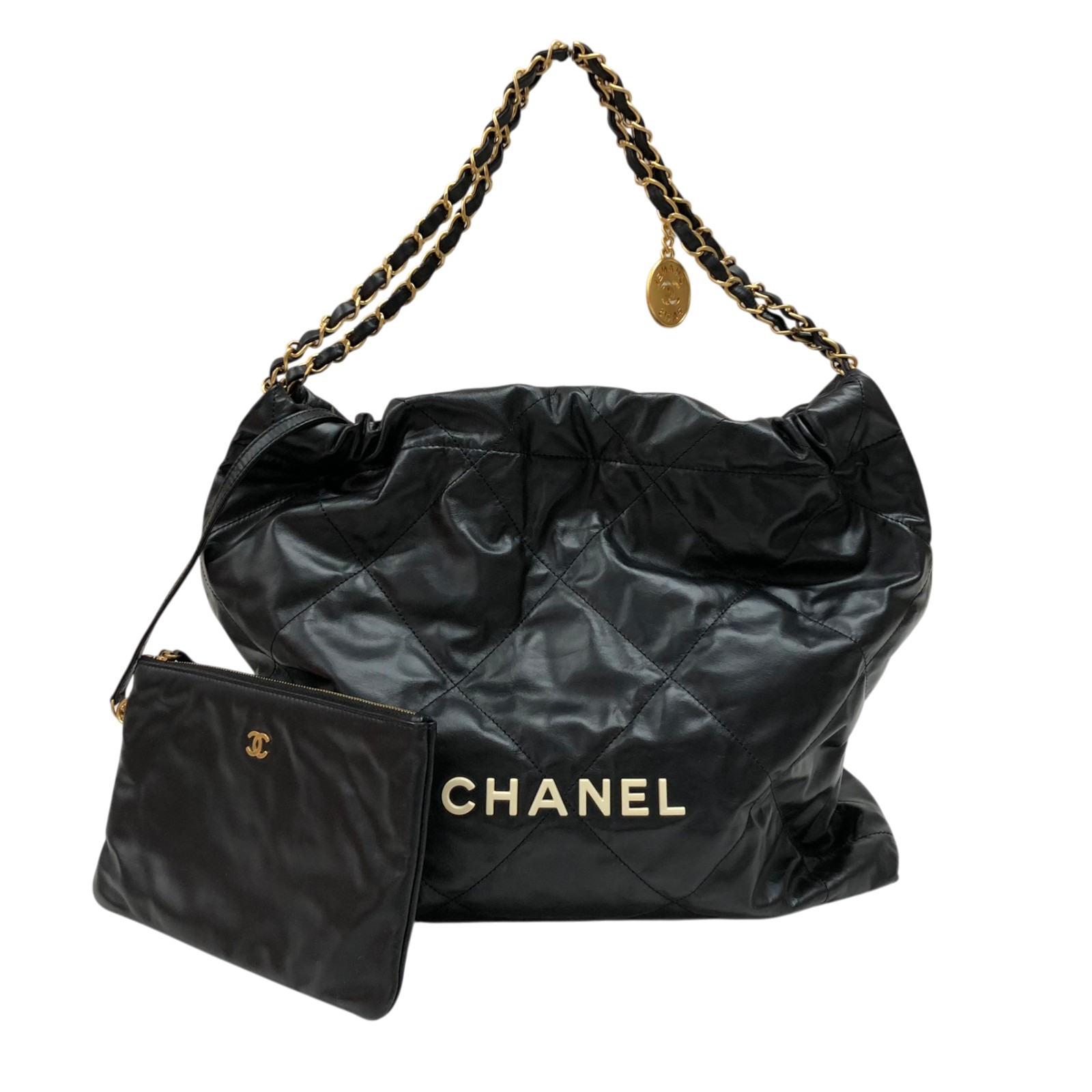 シャネル CHANEL CHANEL22 スモールバッグ AS3260 ブラック ブラック金具 シャイニーカーフ レディース ショルダーバッグ【中古】