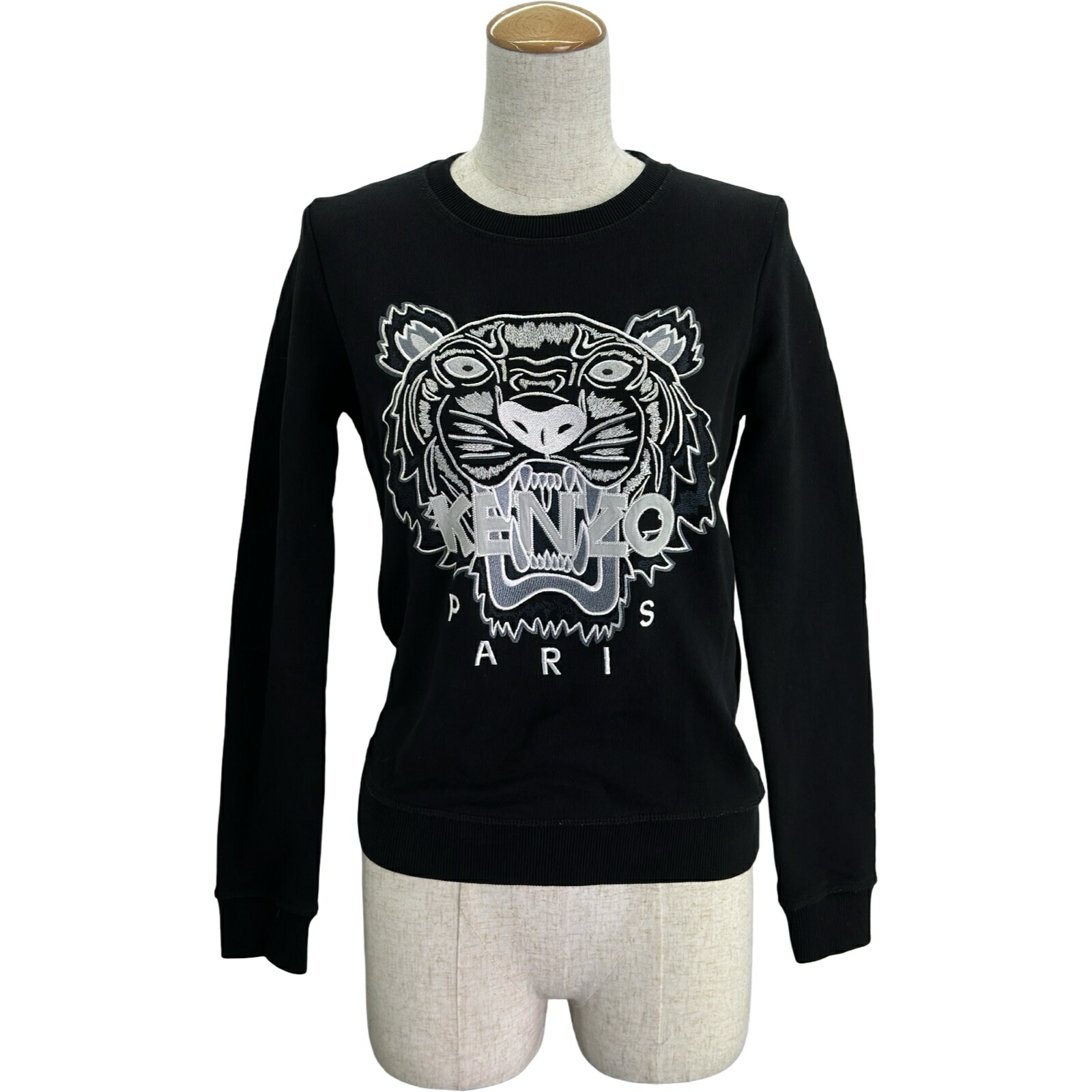 ケンゾー KENZO ロゴ刺繍長袖スウェットシャツ F852SW7054X ブラック コットン レディース スウェット【中古】