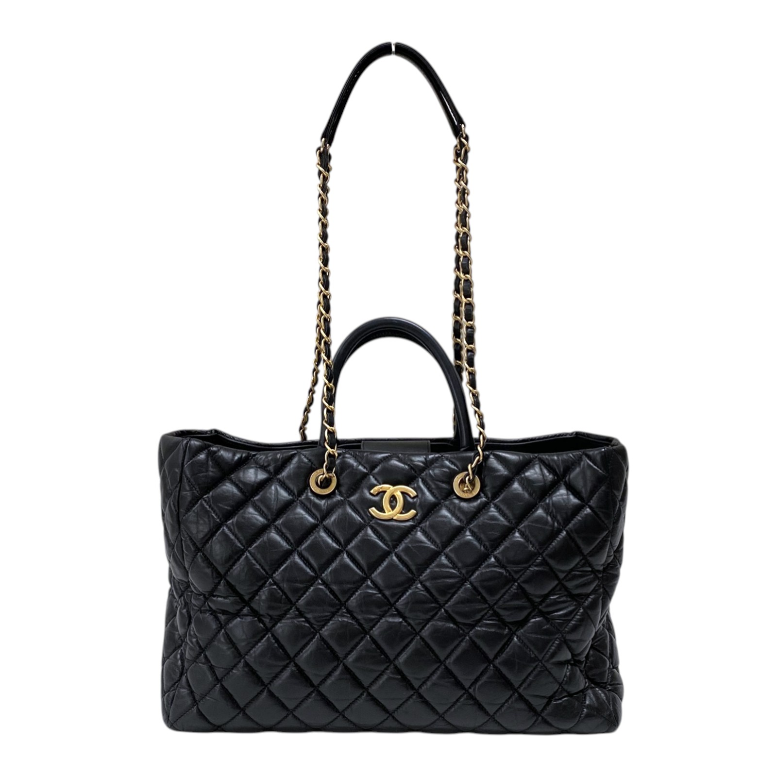 シャネル CHANEL マトラッセ チェーントートバッグ ブラック ゴールド金具 カーフ レディース ショルダーバッグ【中古】|OKURA(おお蔵)店