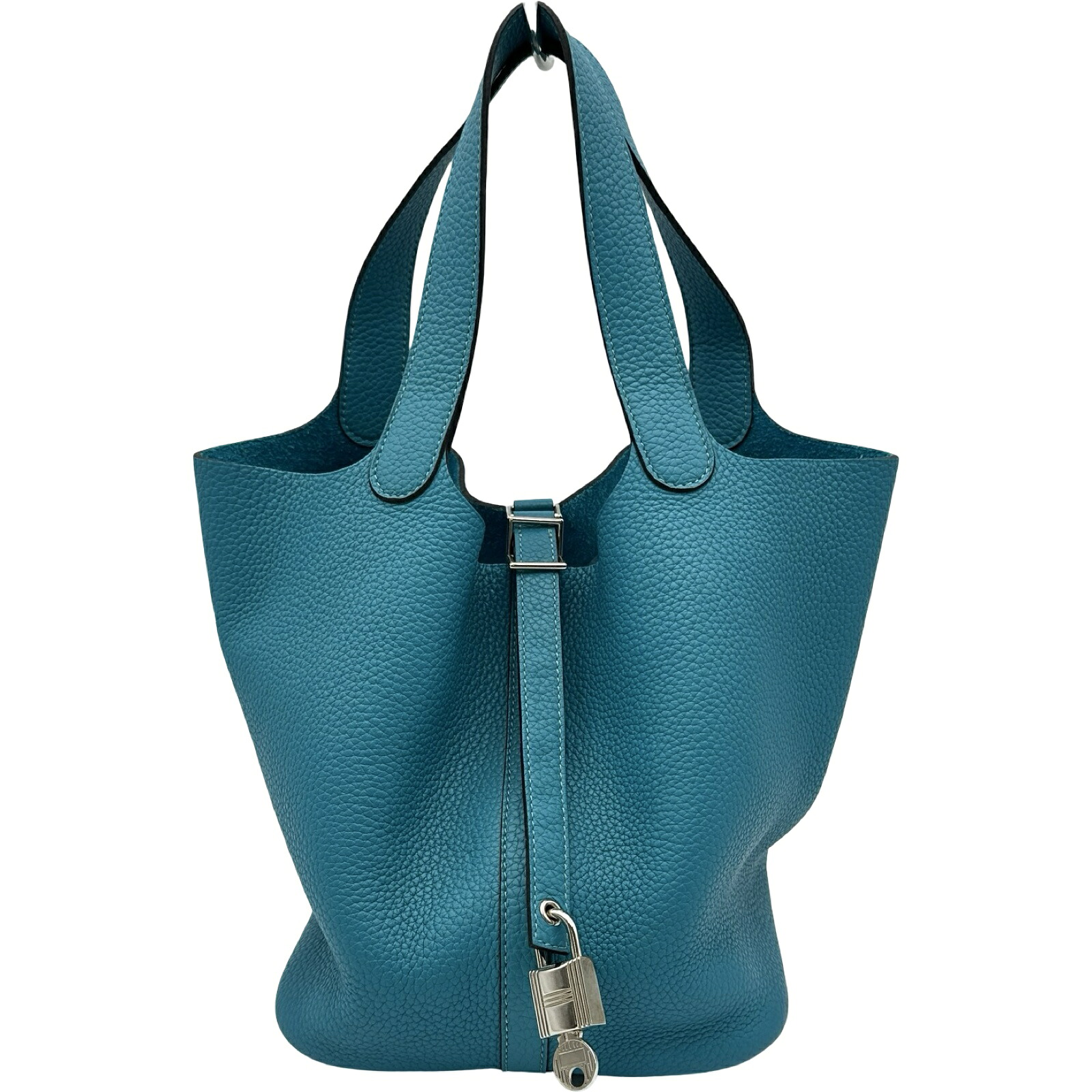 エルメス HERMES ピコタンロック MM R刻 ターコイズ シルバー金具 トリヨン レディース トートバッグ【中古】
