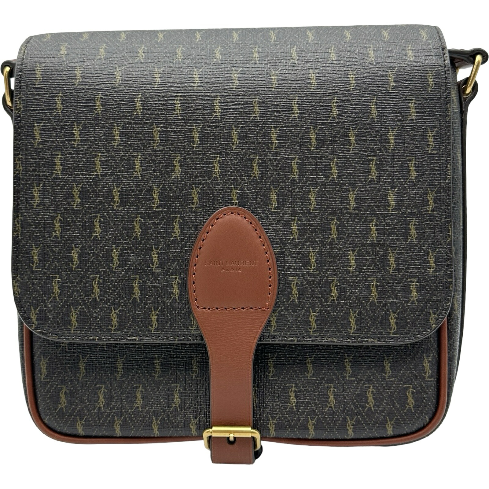 サンローラン SAINT LAURENT サッチェルショルダー 668582 ブラウン PVC レディース ショルダーバッグ【中古】