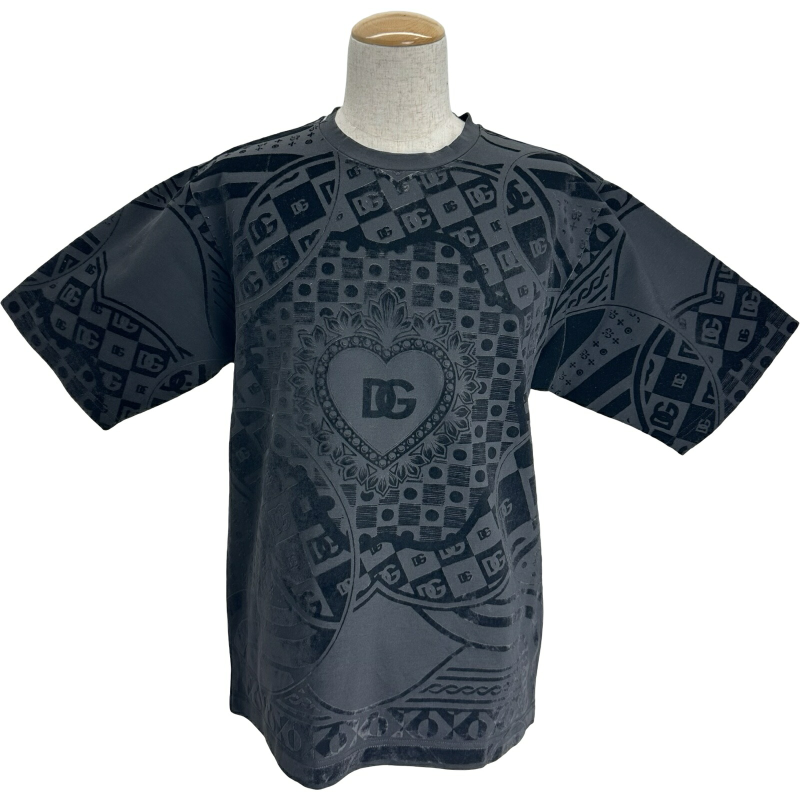 ドルチェ＆ガッバーナ Dolce & Gabbana ロゴ総柄半袖Ｔシャツ G80K4T ブラック コットン メンズ 半袖Ｔシャツ【中古】