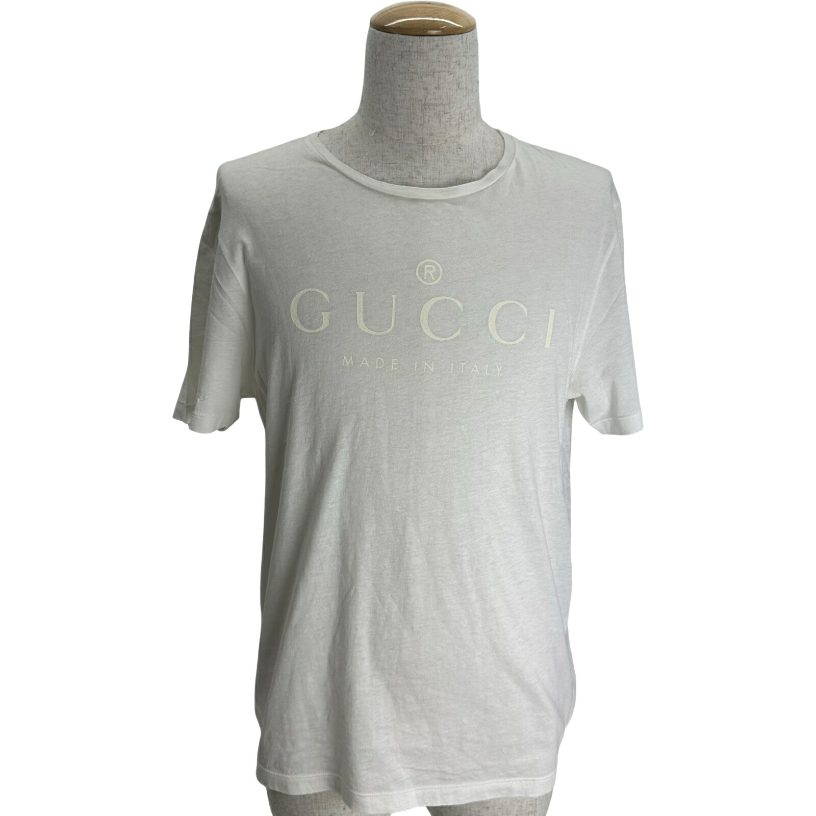 グッチ GUCCI ロゴプリントTシャツ 441685 ホワイト コットン メンズ 半袖Ｔシャツ【中古】