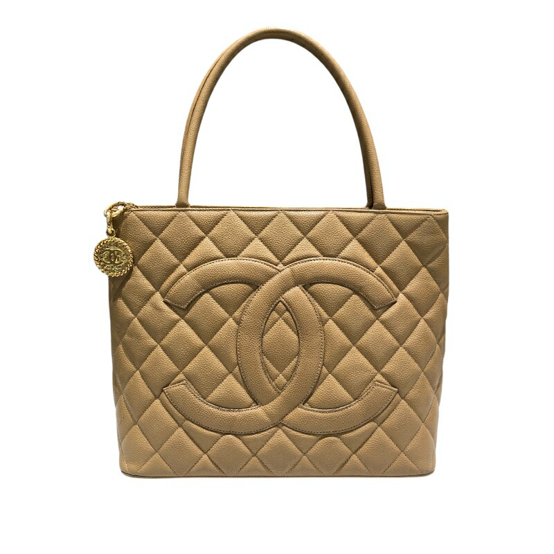 シャネル CHANEL 復刻トート A01804 ベージュゴールド金具 キャビアスキン レディース トートバッグ【中古】