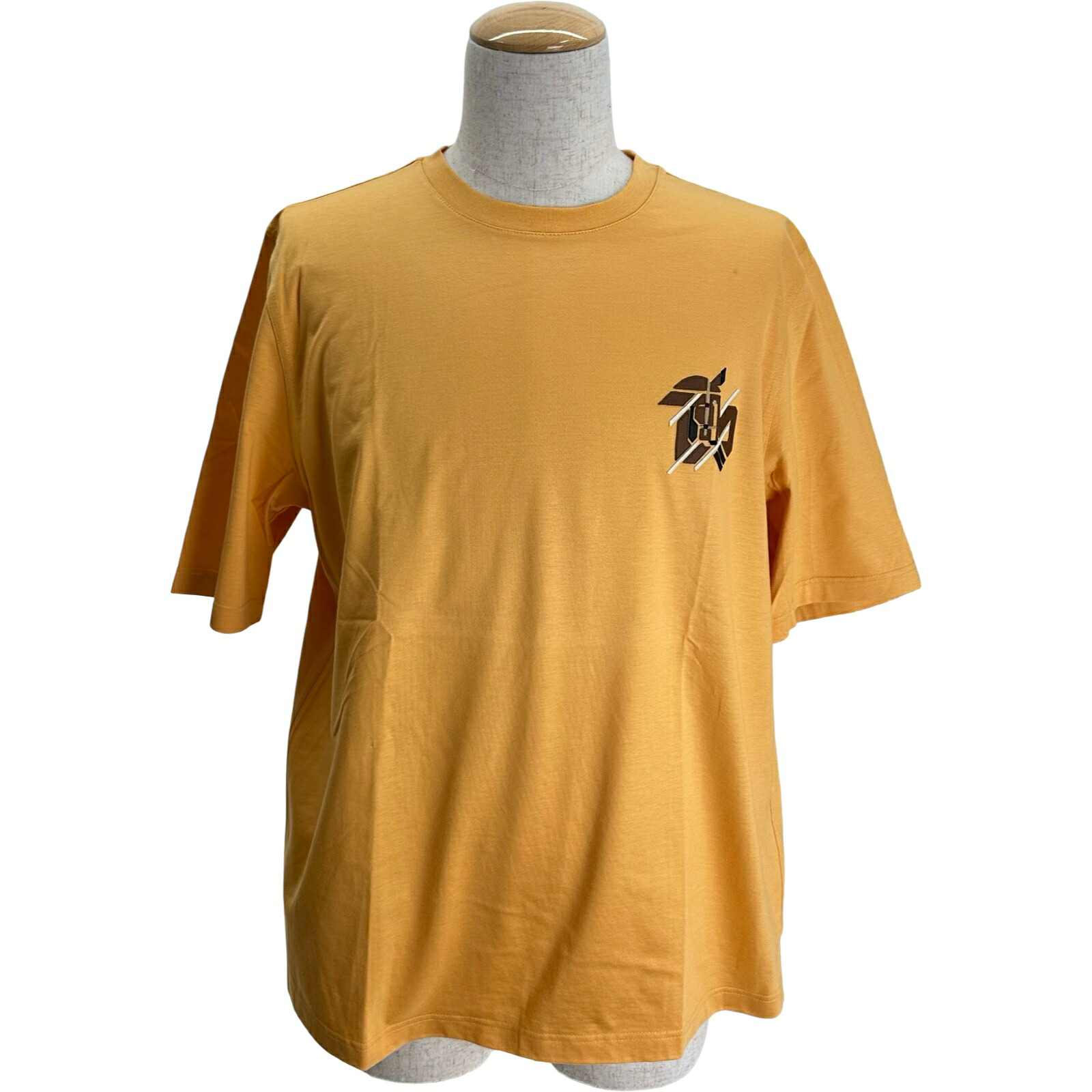 エルメス HERMES レザーパッチ半袖Tシャツ オレンジ コットン メンズ 半袖Tシャツ【中古】|OKURA(おお蔵)店
